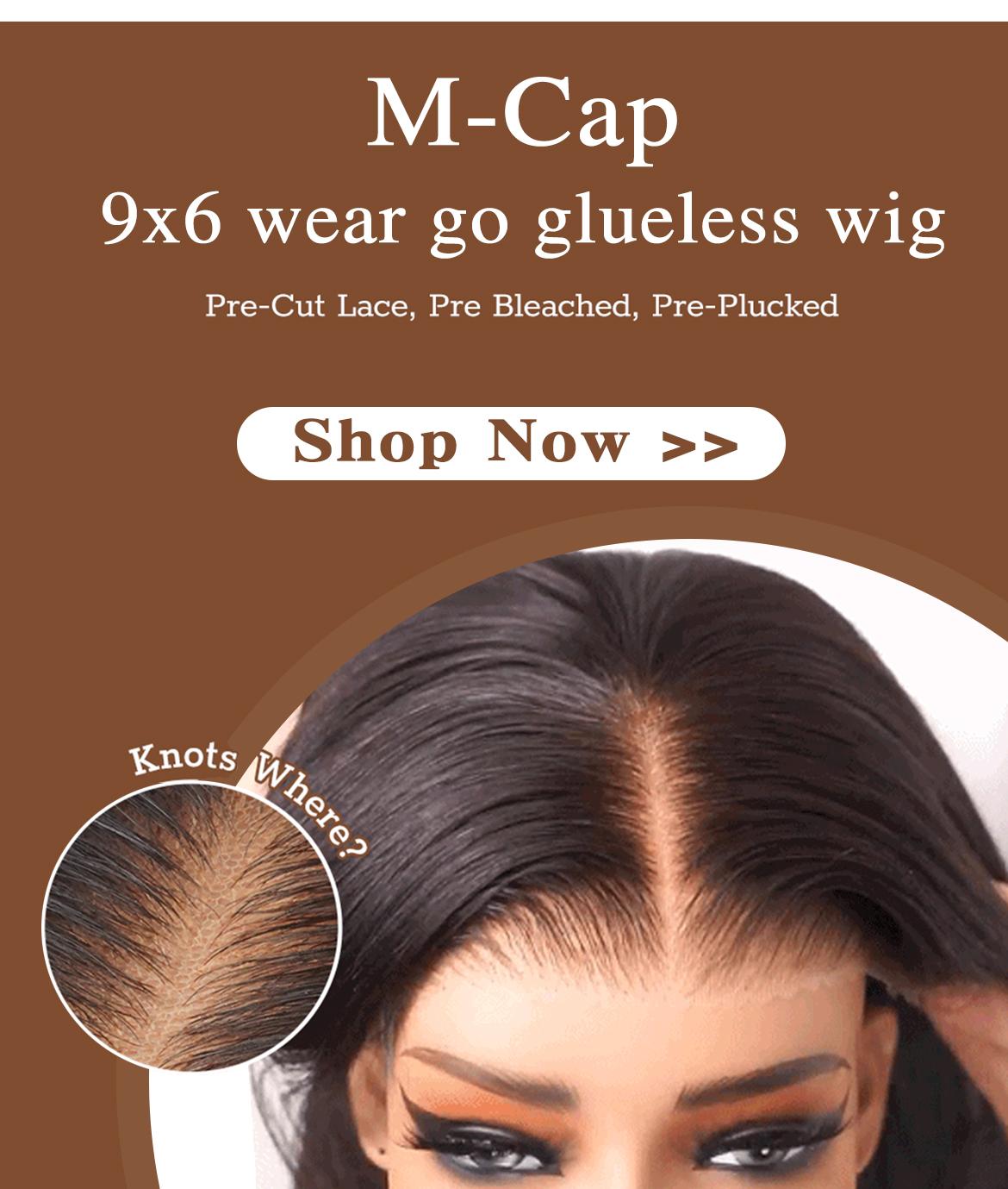 Wavymy Hair M-Cap 9x6 Lace Wear Go Glueless Ocean Wave Pre-bleached Wigs 180% Density