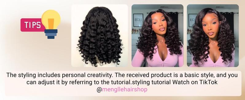 Menglle New Yaki Loose Wave Fluffy Bounce Pre Wand Curly 13x4 Lace Front Wig Transparent Glueless Ready to Wear Pre-cut Lace Human Hair Wigs#springfresh#GiftedInLove