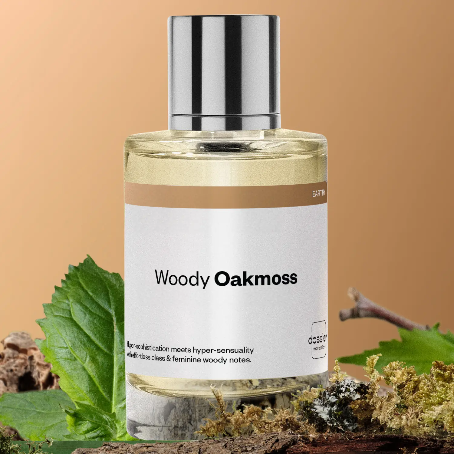 Woody Oakmoss, Dossier, Women Perfume, Eau de Parfum, 50ml-100ml, Bergamot, Orange, Peach, Jasmine, Rose, Patchouli, Oakmoss, Vanilla, Vetiver