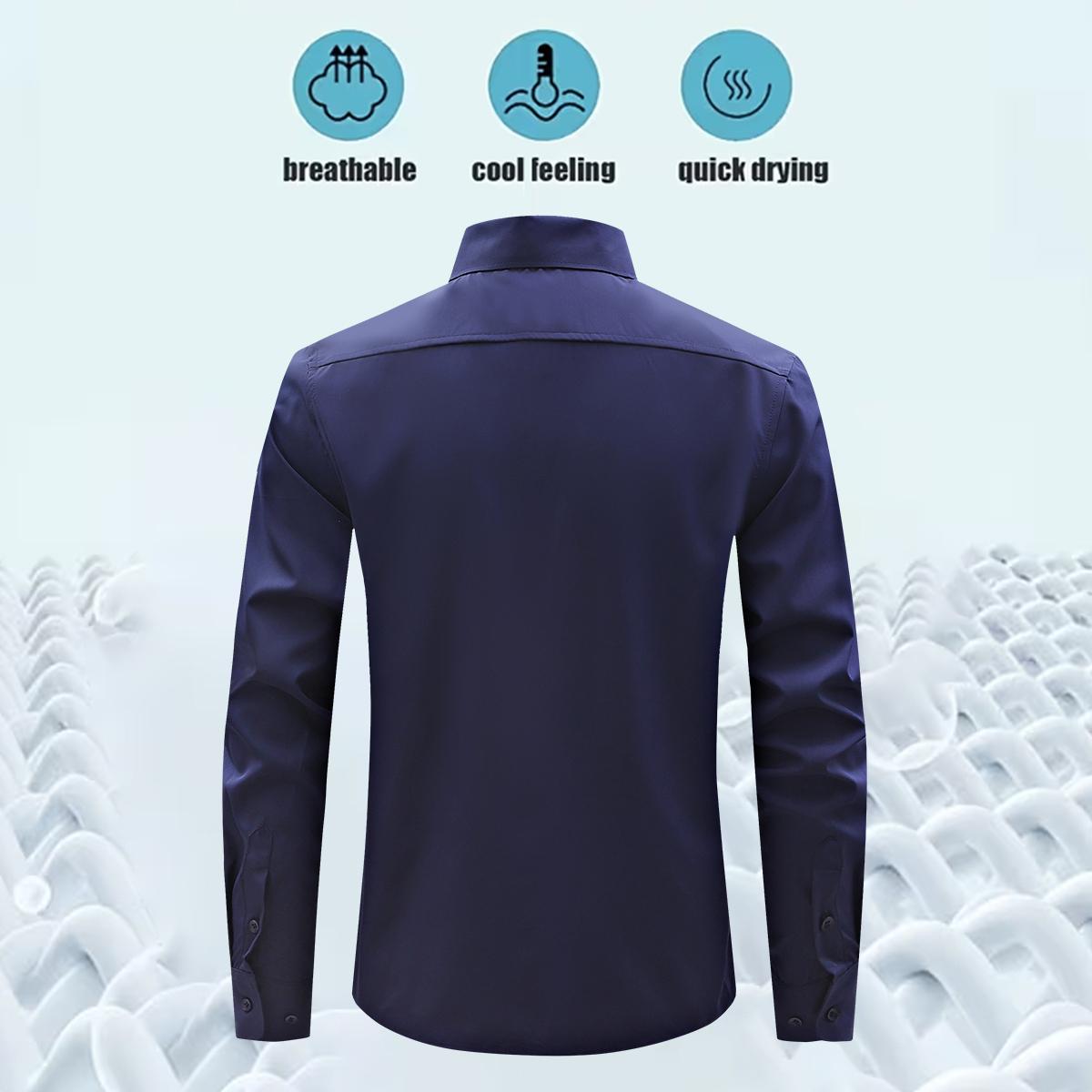 Men's Shirt Long Sleeve Wrinkle-Free Four-Sided Stretch Business High-End Shirt