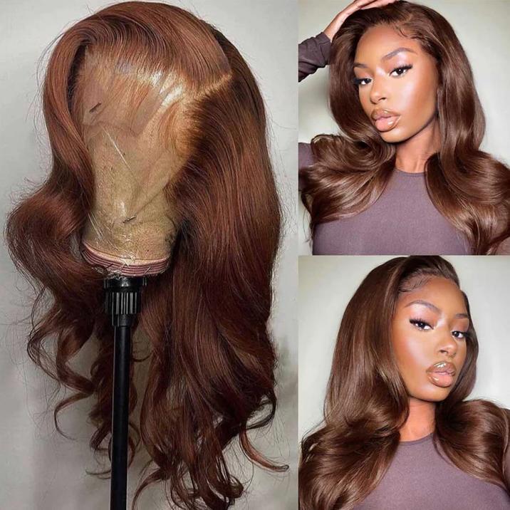 [NEW IN] Hot Star Super Deal #4 Ginger Brown Colored Body Wave and Straight 13x6 HD Transparent Lace Frontal Human 180% Desnity Hair Wigs