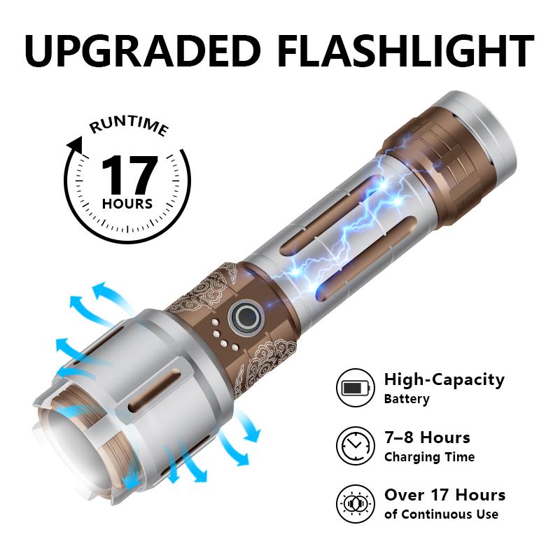 SKYFIRE 2503 LED Rechargeable Flashlight, High Lumen with Ambient Lamp, Super Bright Flashlight, Waterproof Design, Ideal for Camping Essentials, Outdoor & Home Use