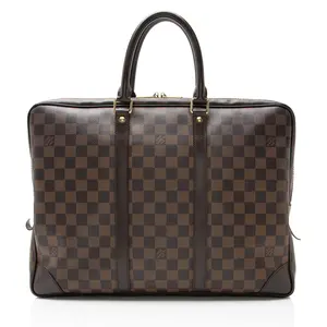 Pre-owned Louis Vuitton Leather Briefcases Damier Ebene Porte Documents Voyage Bag