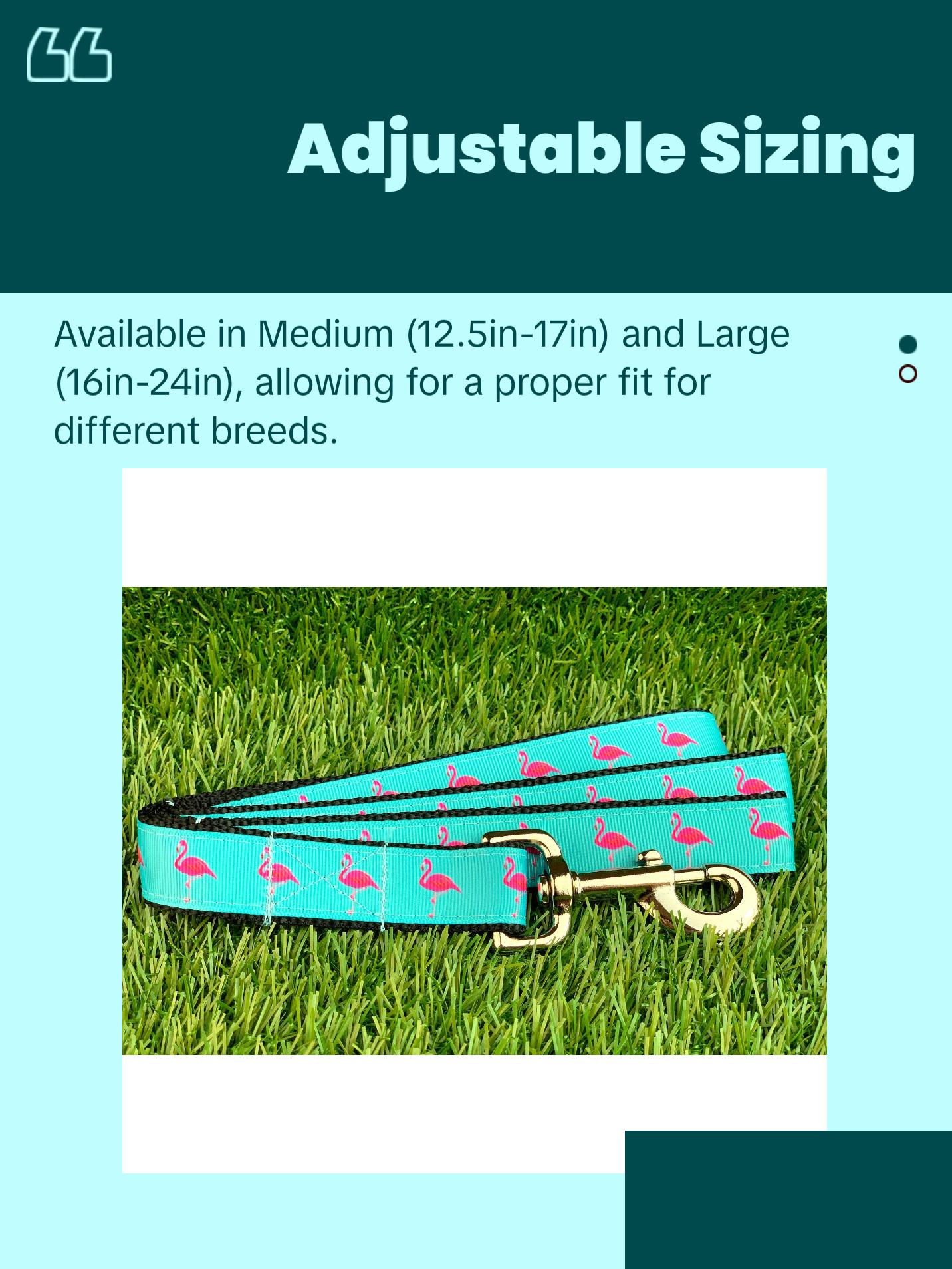 Teal Pink Flamingo Dog Collar