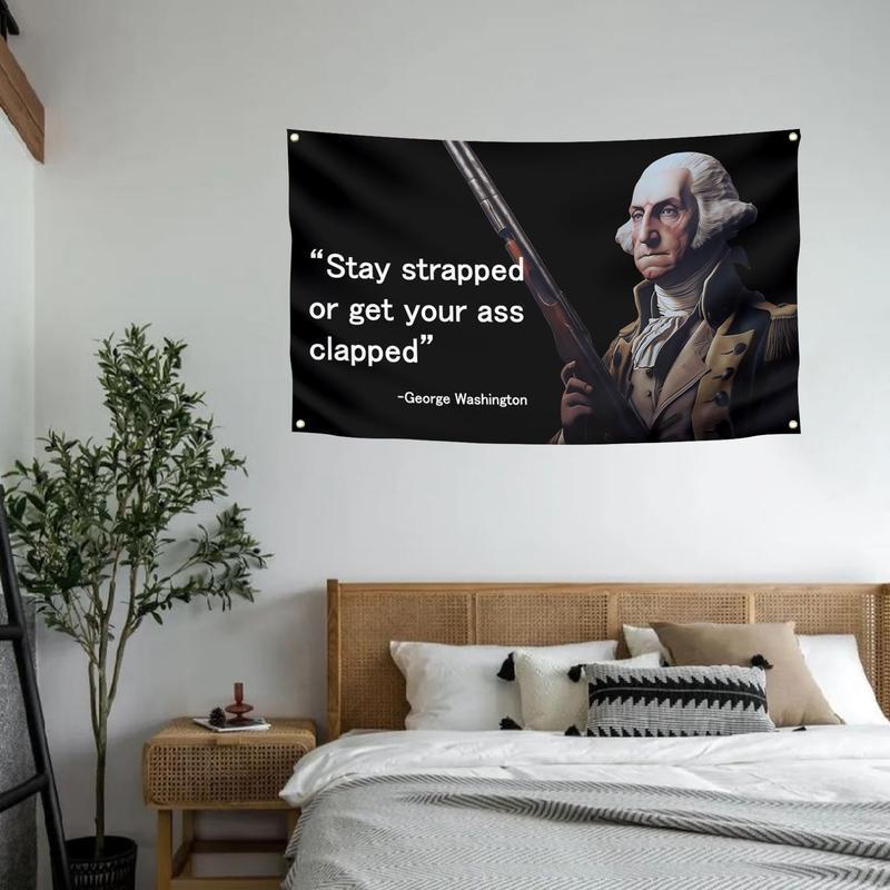 Funny George Washington Tapestry Stay Strapped Or Get Clapped 3x5 Ft Flags For College Dorm Man Cave Wall Decoration tapestry Bedroom Art