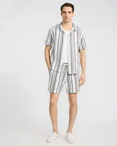 Express Men's 6" Slim Textured Striped Drawstring Elastic Waist Short