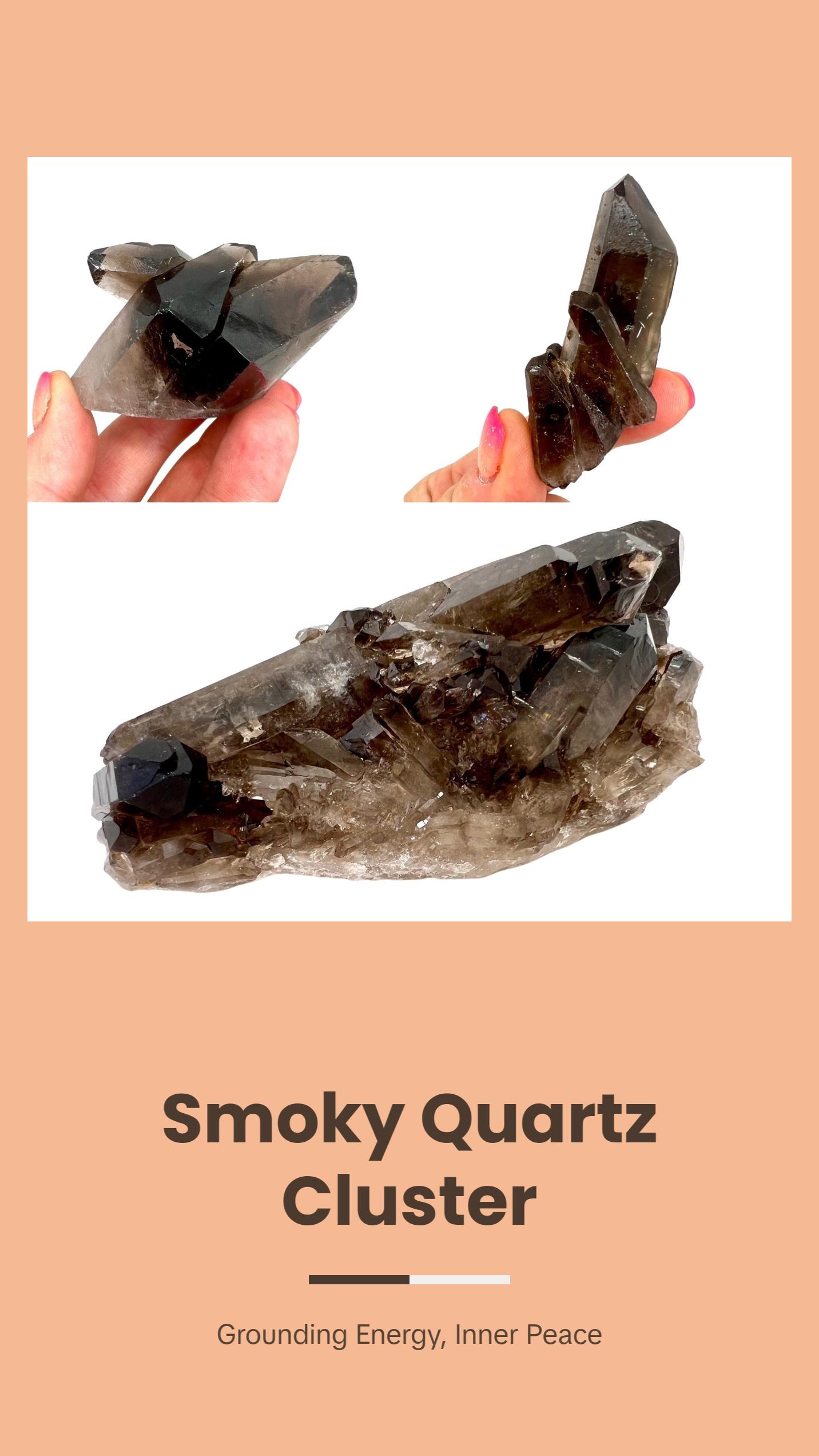 Raw Smoky Quartz Cluster with Large Points