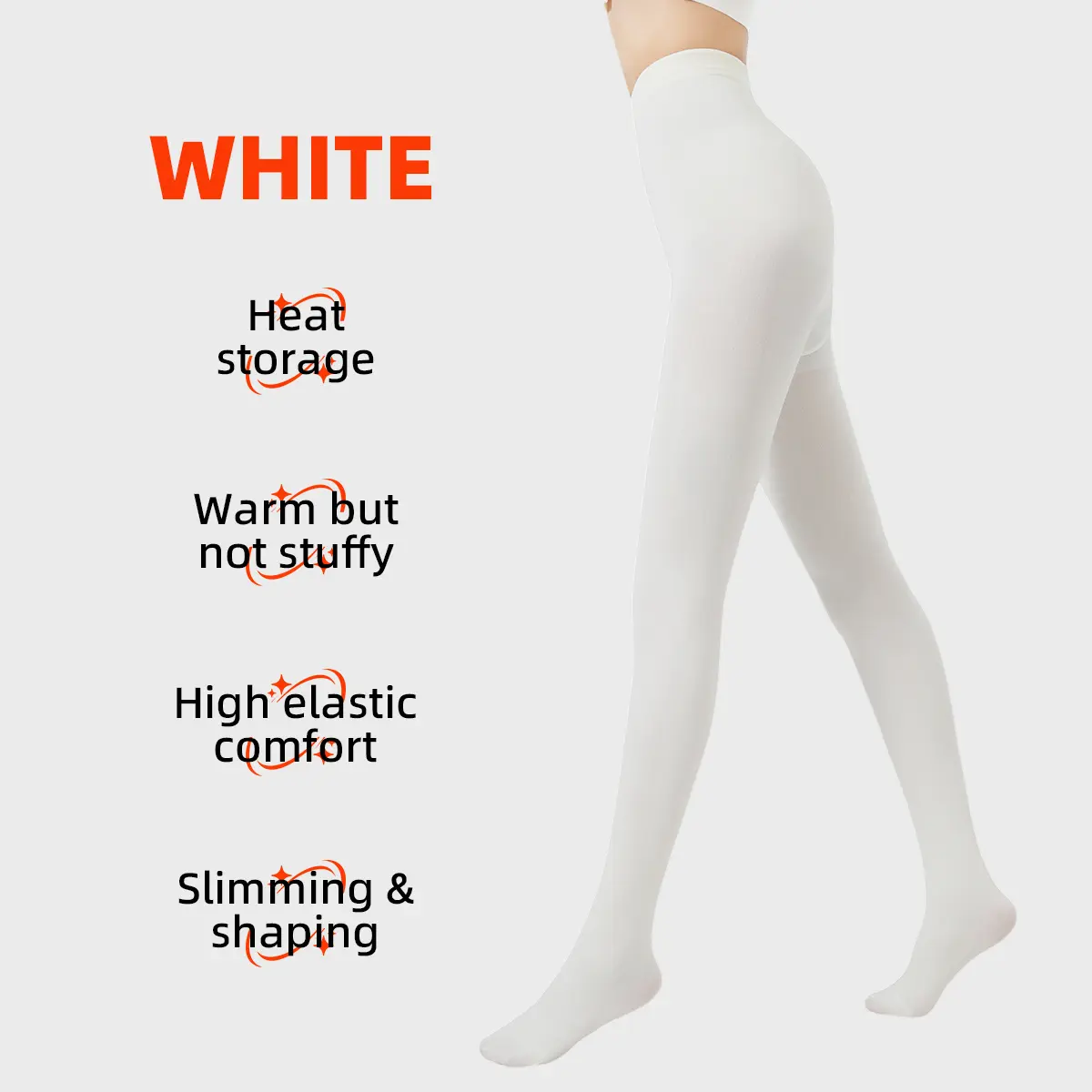 Women's High-Waisted 1200D Fleece Thermal Leggings, Warm Opaque Tummy Control Ankle Stirrup Pants, Minimalist Basic Everyday Winter Essential White Bottoms sohochic