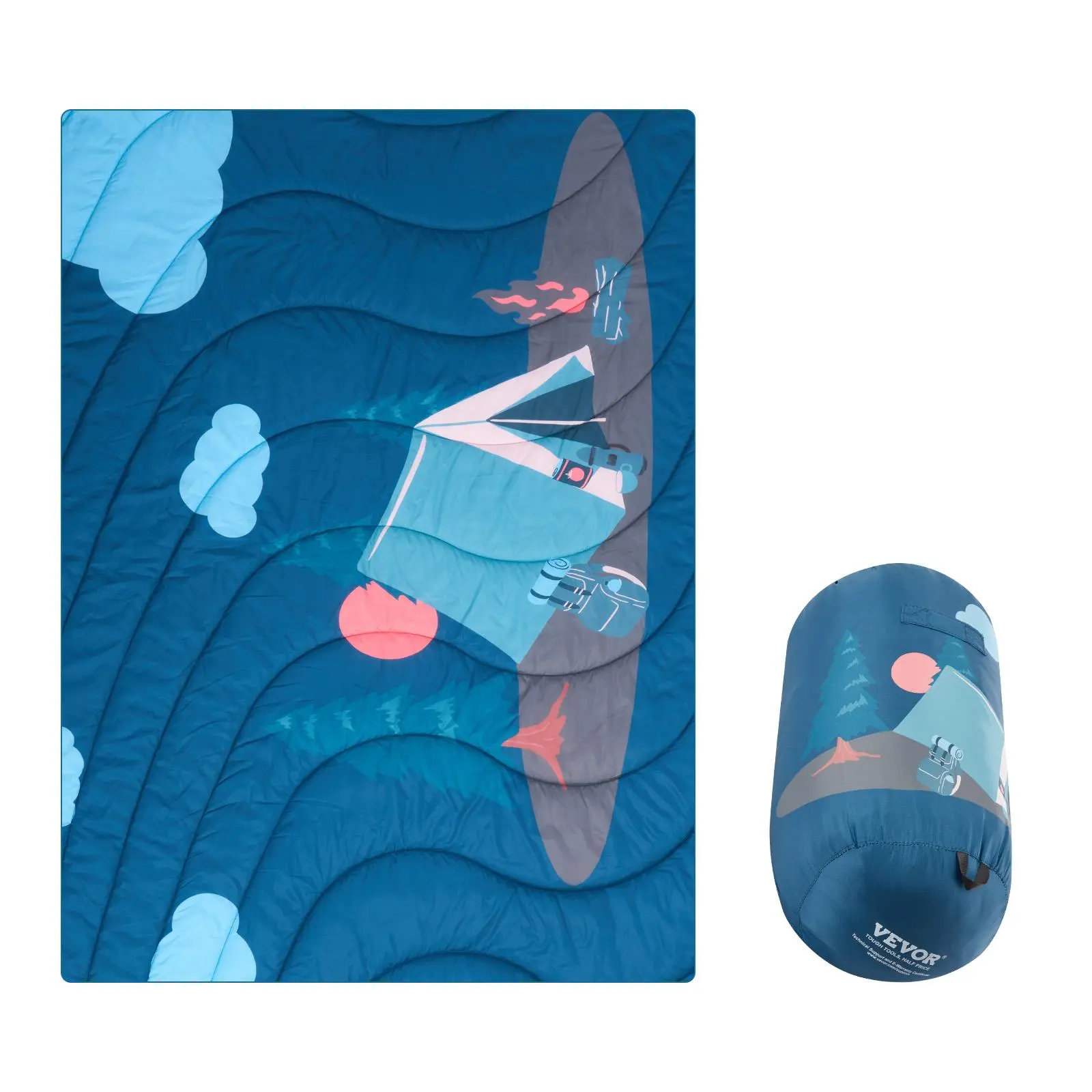 【summerfinds】VEVOR Father's Day Gift Camping Blanket, 75"x52" Printed Polyester Fiber, Waterproof Windproof Flame Retardant, Lightweight Thermal Multi-Use Portable Outdoor Equipment, Warm Wearable Blanket for Camping, Sports Events, Lightweight Blankets