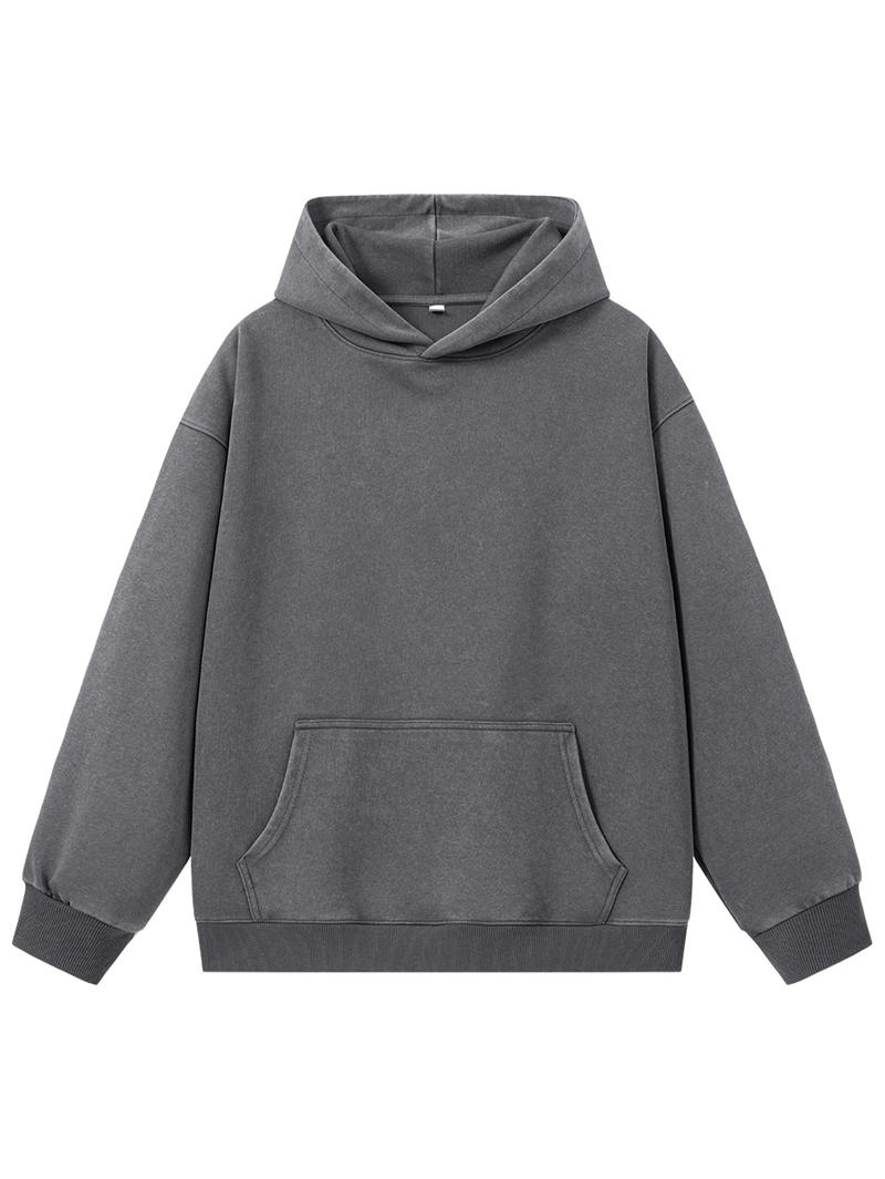 CCCMAI Men's Solid Color Loose Fit Hooded Sweatshirt Regular Fit Casual Long Sleeve Hoodie for Fall & Winter Men's Clothing for Everyday Wear with Quality Hem and Cuff Design Menswear Tops Pullover