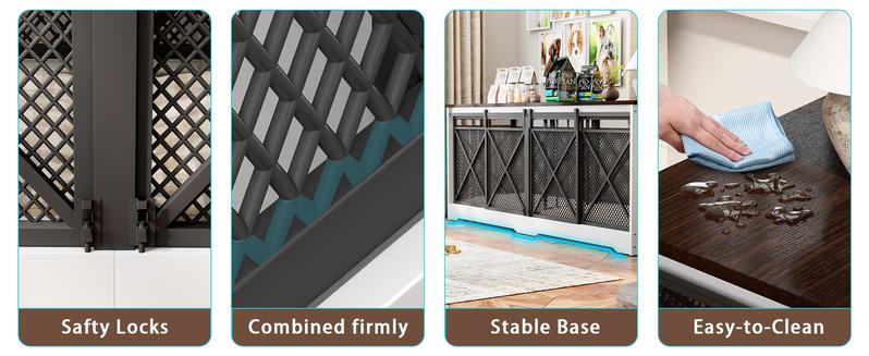 COZPAW 78" Double Dog Crate Furniture for 2 Dogs,Extra Large Furniture Style Dog Kennel,Heavy Duty Wooden XL Dog Cage with Removable Divider,Pet Cage TV Stand & Side Table (White Brown)