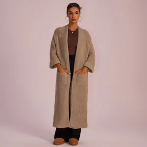 Joyfunear Women's autumn and winter knitted long sleeved hoodie casual home cardigan long sweater with pockets