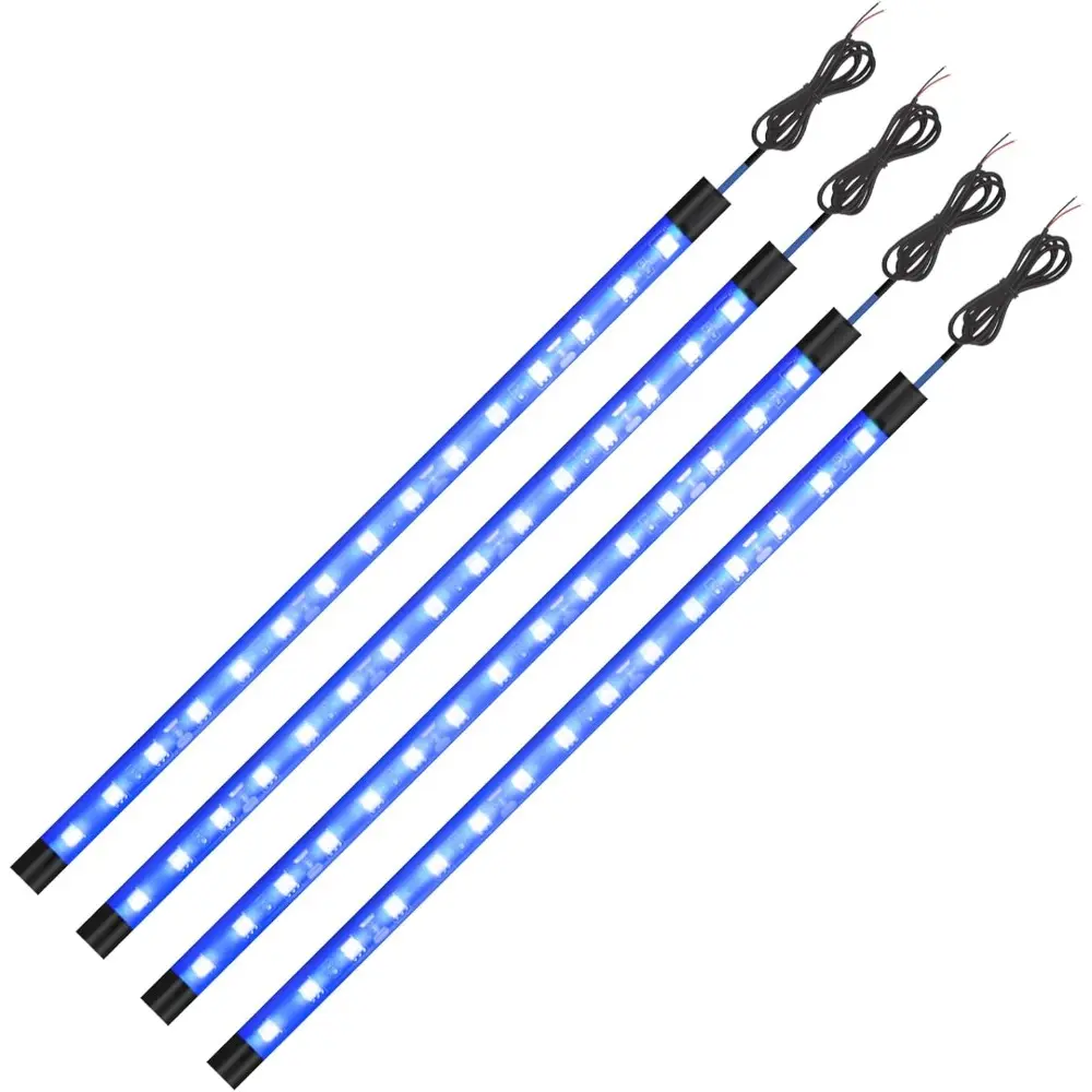 Upgrade Blue Golf Cart Lights For Car, Marine Boat Deck, Motorcycles, Kayak Interior Exterior 5050 Chipset 15SMD Waterproof IP67 DC 12V(Pack of 4)