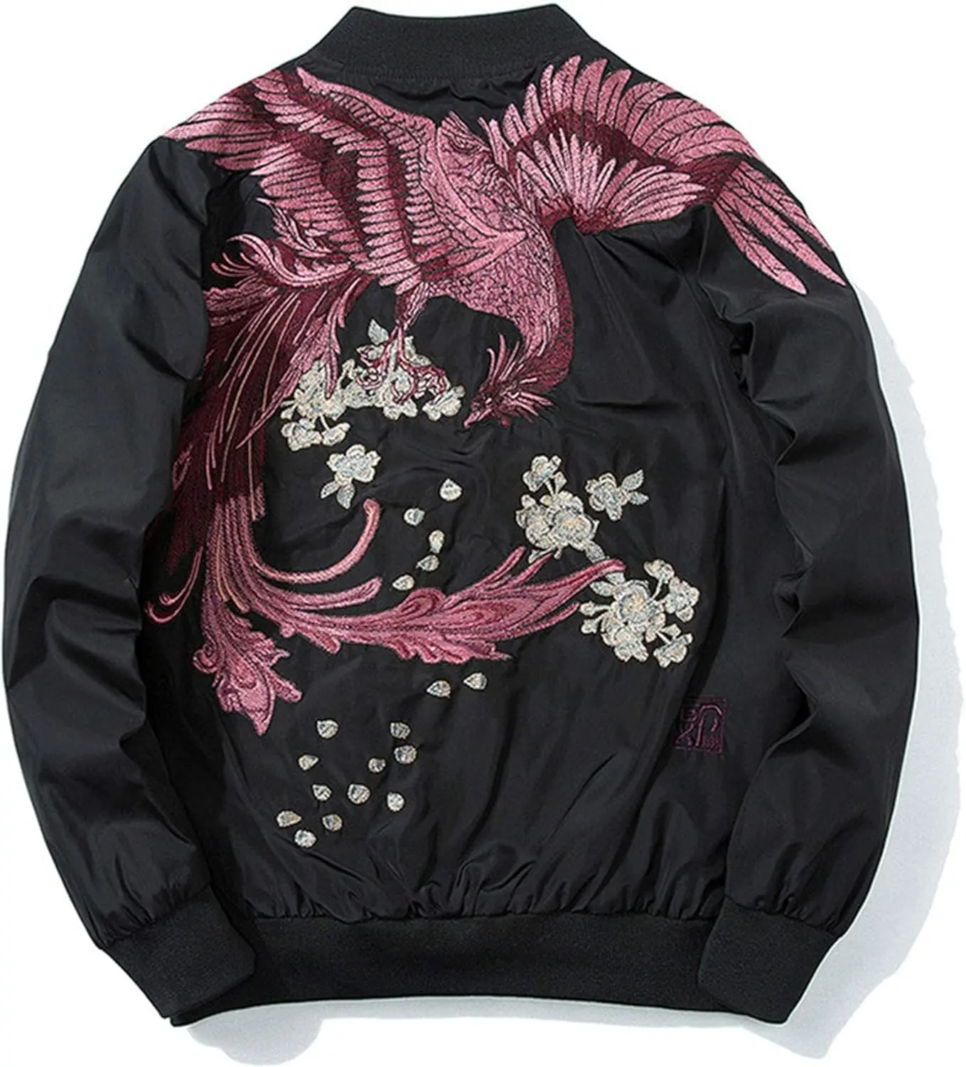Phoenix Hand Embroidery Personality Japanese hip hop streetwear windbreaker Flight Black Bomber Tactical Jacket