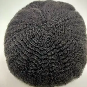 Afro Wave Hair Unit 4mm Wave #1B PU Base Natural Black Men’s Hair System