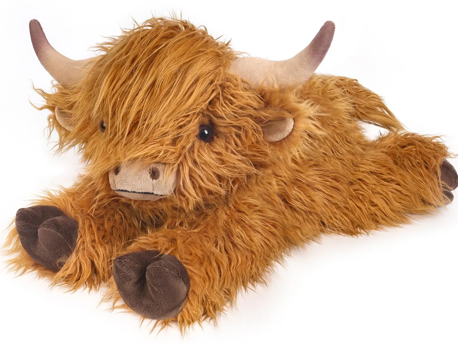 Large Size Highland Cow Stuffed Animal - Microwave-Safe, Unscented, Heatable, Coolable Plush Fabric Decor, Warm Gift for Kid Adult Living Room Christmas Birthday (Home Supplies Figurine), Durable Soft Fluffy