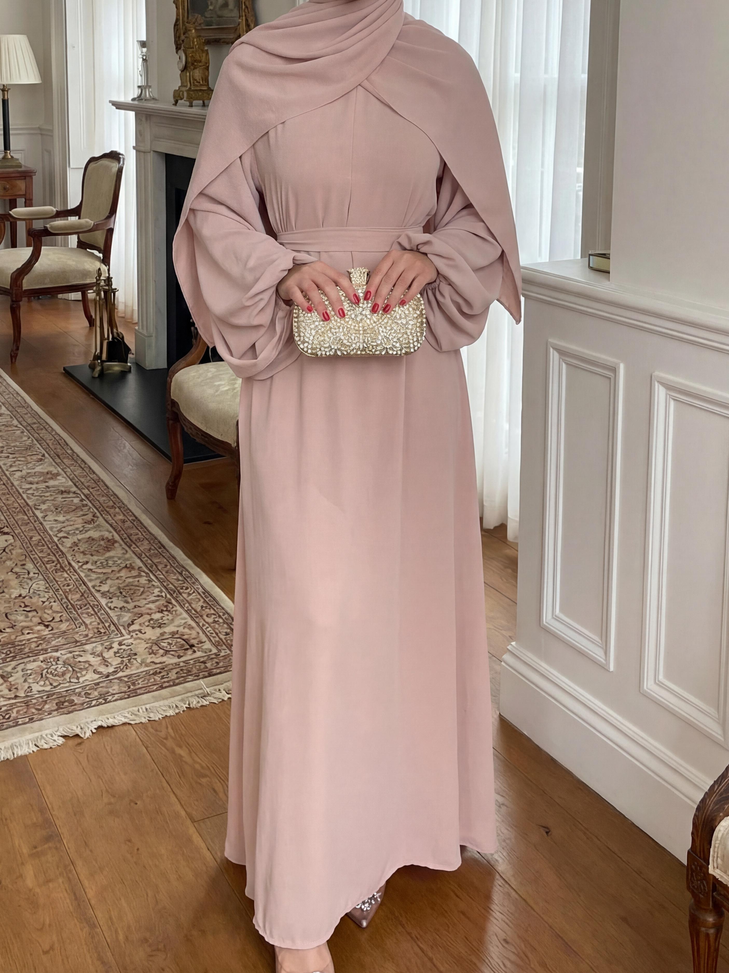 CL20 Women's Solid Color Elegant Abaya Dress, Wrinkle-free fabric Abaya Is Suitable For Daily Wear, Travel And Party,Simple and casual Modesty Muslim,Fashionweek Modern Pastel