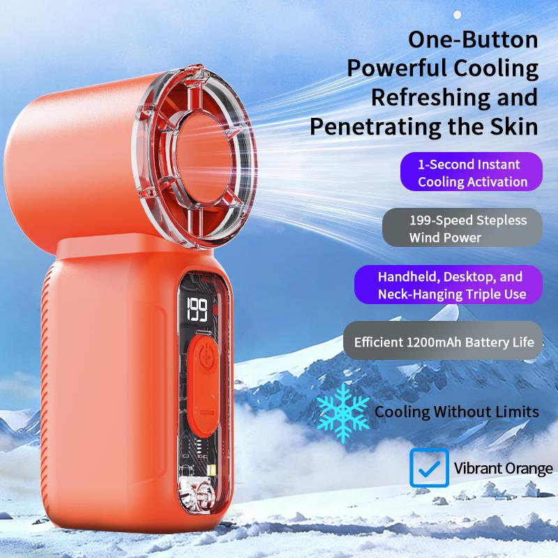 Mini Multipurpose Handheld Fan, Powerful Turbo Portable Fan with Speed Levels 1–199, 18,000 RPM High-Speed Motor, 3–13 h Max Cooling Time, 3600mAh Rechargeable Battery, Pocket Personal Travel Gadget for Women and Men