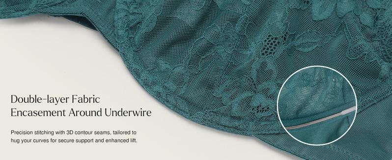 Popilush Minimizer Bras for Women Supportive Full Coverage Underwire Floral Lace Bras Plus Size Lifting Unpadded Bra Elegant Outfits