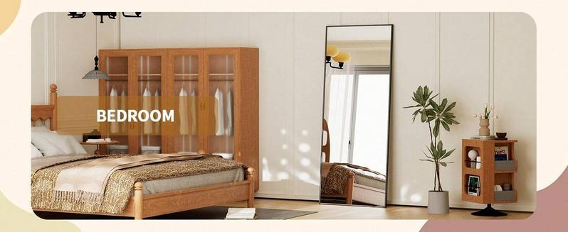 【Black Friday】 71 "x26" full-length mirror-floor-standing, wall-mounted or tilting full-length mirror with arched rectangular design, frameless suspension mirror suitable for bedrooms, corridors and entrance passages, gold/black