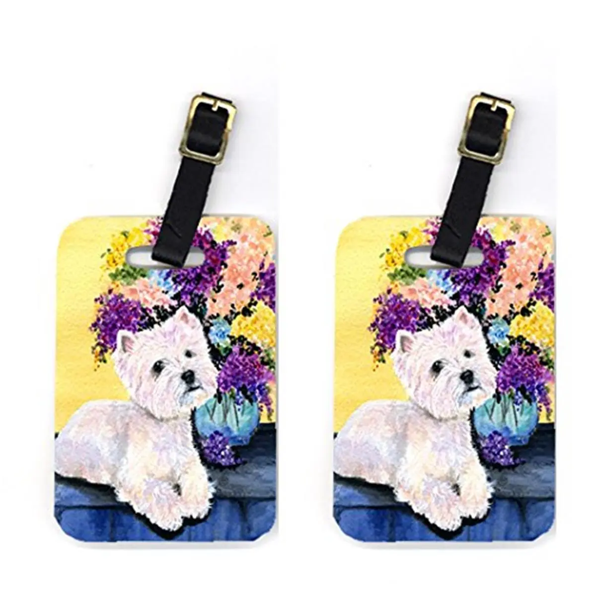 Westie Print Luggage Tags, 2-Pack Travel Accessories for Bags, Rectangular