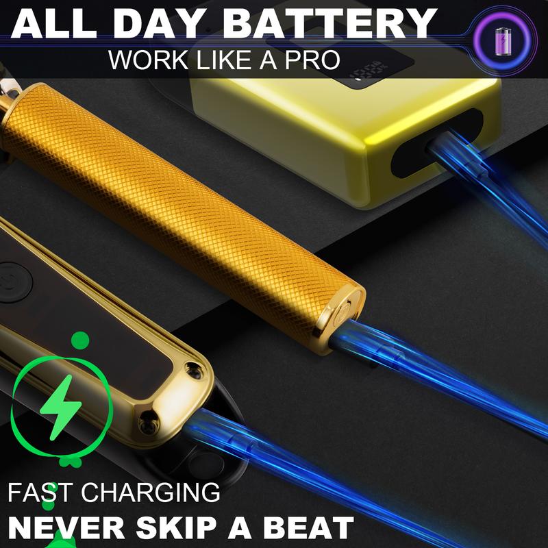 Wtispot  Professional Blonde Hair Clipper & Trimmer Kit for Men USB Rechargeable Barber Set with LCD Display Adjustable Blade and Professional Trimmer professional hair clippers for men