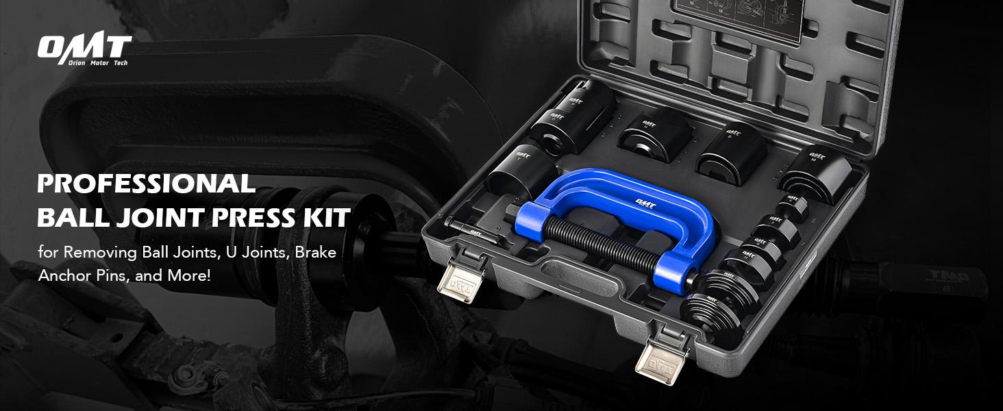 Orion Motor Tech Ball Joint Press Kit, 21-Piece Master Ball Joint Removal Tool with C-Frame, Heavy-Duty Brake Anchor Pin U Joint Ball Joint Press Tool for 2WD and 4WD Cars Black/Blue/Green, Car Repair Tool Kit