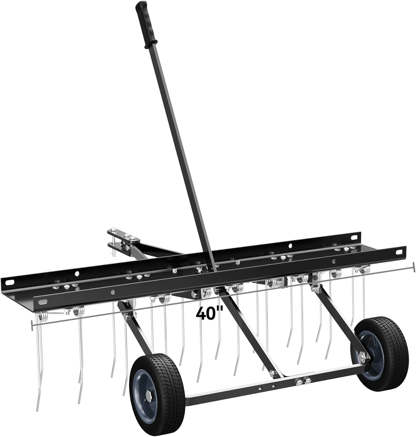 YITAMOTOR 40" Dethatcher Tow Behind Lawn Rake Lawn Sweeper with Black Blade Tool for Garden Maintenance & Easy Transport Blade Tool Garden
