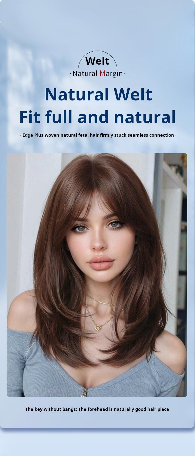 Real Hair Top Piece Bangs Clip-in Extension Natural Straight Lace Front Wig with Baby Hair Lightweight Breathable Daily Wear Human Hair Toppers for Bald Spots Breathable Silk Hair Topper for Thinning Hair wide parting