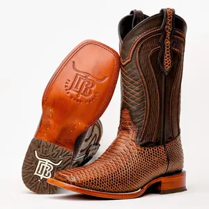 Cognac Leather Boots -Square Toe