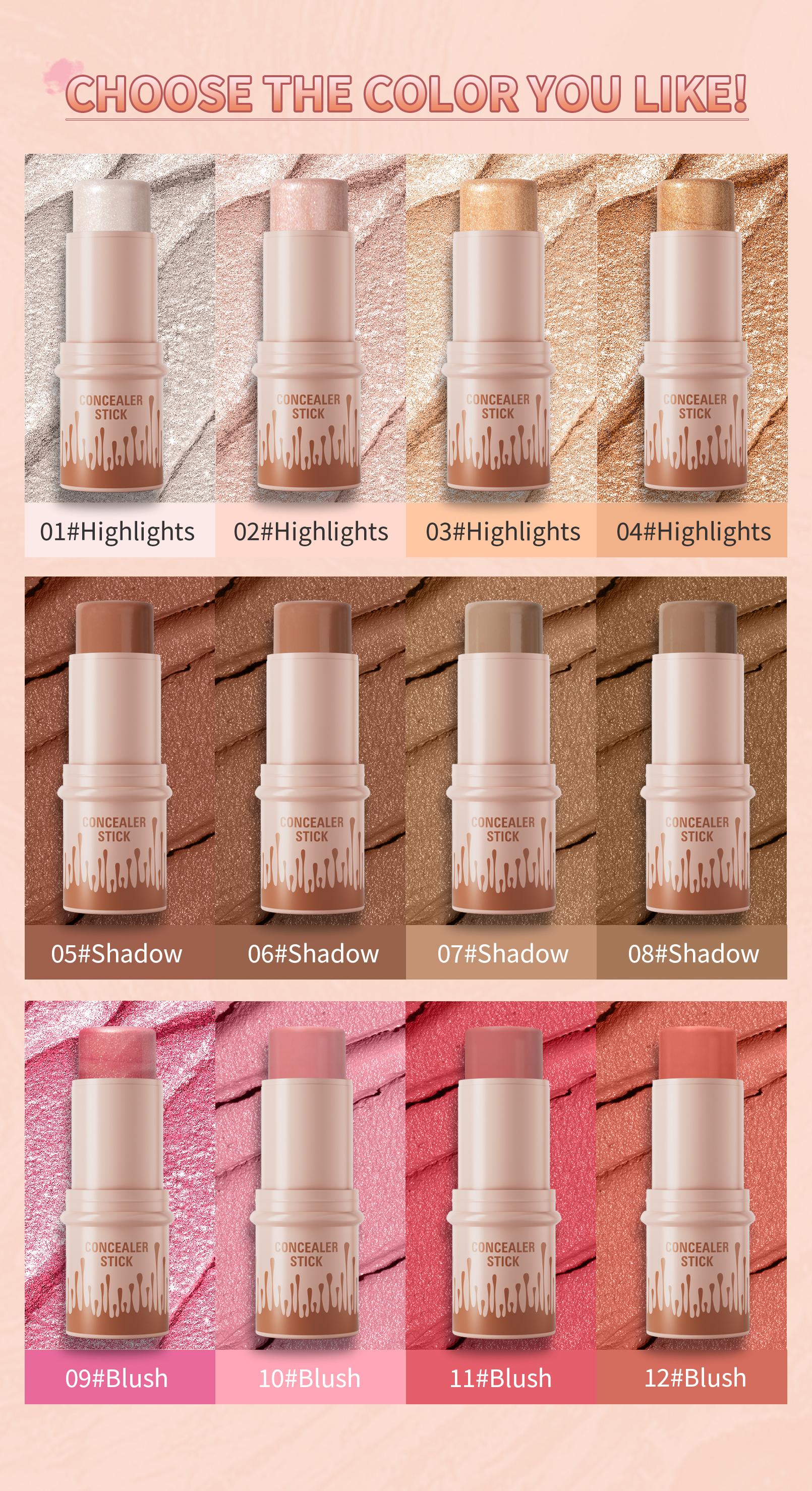 Makeup Face Brown Bronzer Contour Stick Contouring Bronzer Stick Highlighter Brightening Blusher Stick Rouge Cream Concealer Pen