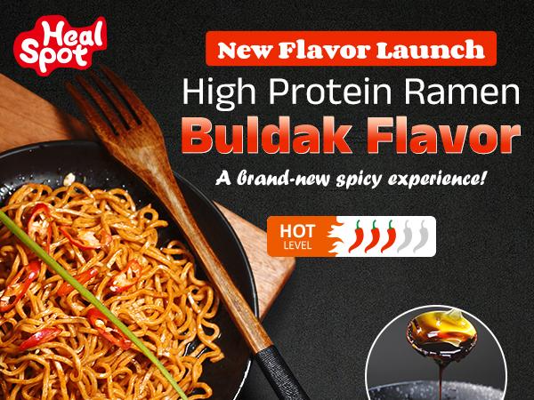 Healspot High Protein Ramen—30g Plant-Based Protein, Low Carb, Keto Friendly, Vegan, Non-GMO—FLAVOR OPTIONS – CHOOSE ONE: Spicy Buldak, Hot Pot or Sesame Sauce