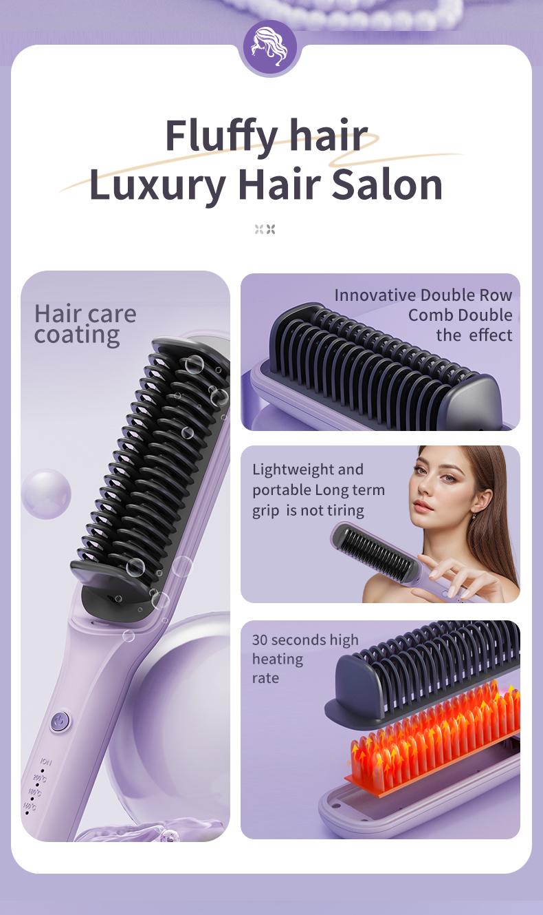 PretiHom Straight Hair Comb Straightening Clipper Comb Straight Hair Curl Dual Use No Harm to Hair, hair straightener hair styling tools Heat Free Styler