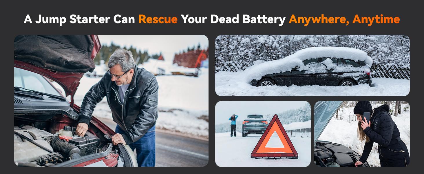 WOLFBOX 4000A Jump Starter with 160PSI Air Compressor, 12V Car Battery Booster, 65W Fast Charge, 88.8Wh Portable Tire Inflator, LED Display for 10L Gas & 10L Diesel Engines, LED Light, Jumper Cables