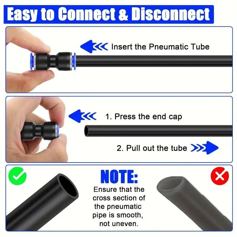 80Pcs Straight Push Connectors Quick Connect Air Hose Fittings 4 6 8 10 12 mm Tube Pneumatic Quick Release Couplers for Air Tools Car Repair Workshop