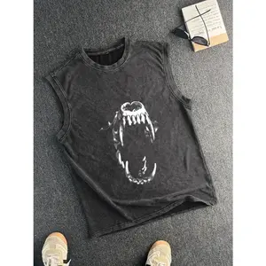 Classic Vintage Cotton Sleeveless Vest, Fitted Casual Summer Round Neck Top