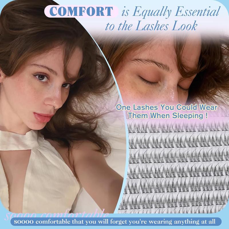 Natural Lash Clusters Kit DIY Lash Extension Kit Wispy Eyelash Extension Kit C-curly Individual Lashes Kit 9-12MM Short Eyelash Clusters with Lash Remover by Newcally