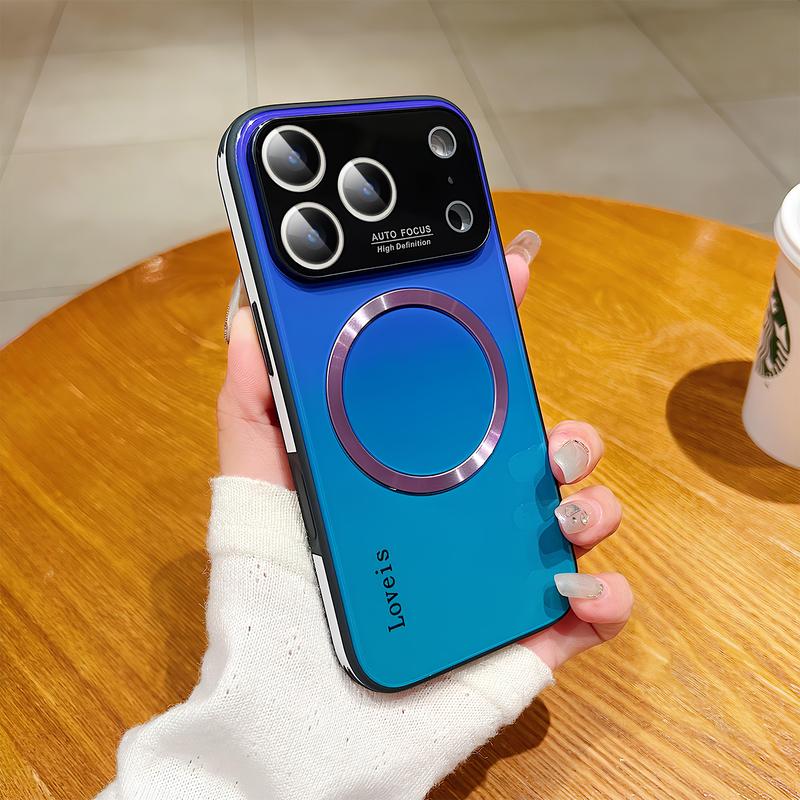 Magnetic Gradient Case For iPhone 17 Pro Max 17 Air 16 15 14 13 12 Pro Max with Full Camera Lens Protector [Compatible with MagSafe] Scratch Resistant Gradient Glass Back Cover