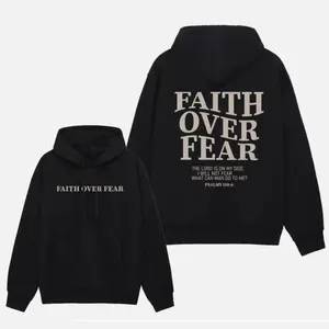 Faith Over Fear Christian Hoodie, Christian Sweatshirt, Jesus Hoodie, Trendy Hoodie, Bible Verse Sweater, Aesthetic Clothes, Aesthetic Hoodie Casual Comfy Pullover
