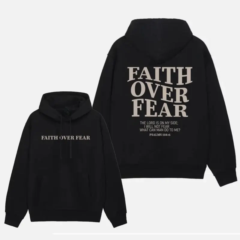 Faith Over Fear Christian Hoodie, Christian Sweatshirt, Jesus Hoodie, Trendy Hoodie, Bible Verse Sweater, Aesthetic Clothes, Aesthetic Hoodie Casual Comfy Pullover