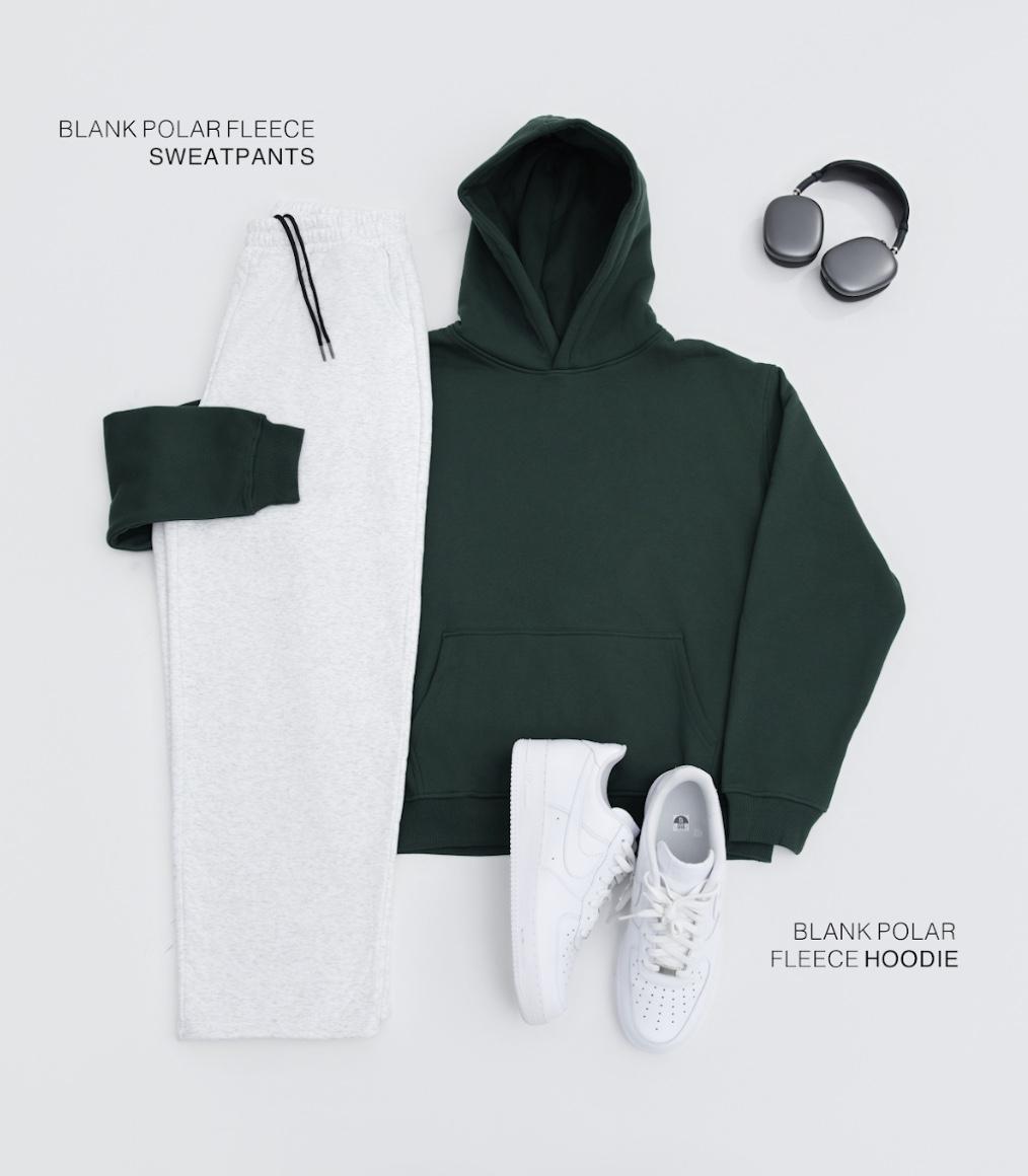 EKKO Blank Polar Fleece Straight Leg Sweatpants | 380 GSM | Warm Comfort Fit | Men's + Women's Sweatpants