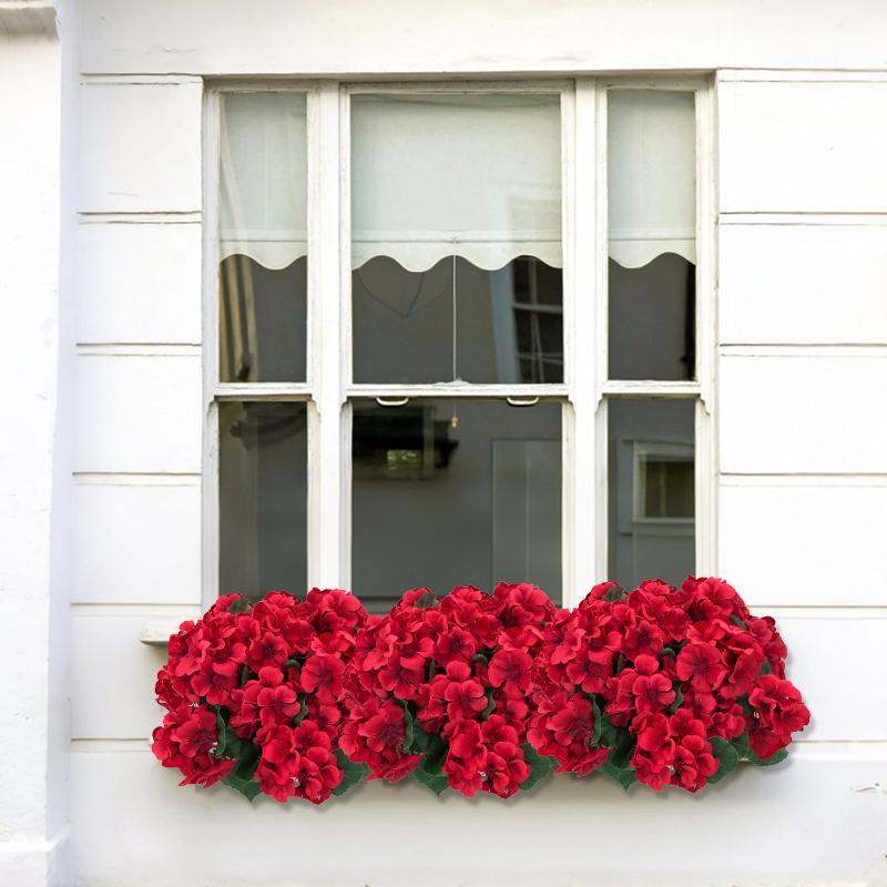 8 Bundles Artificial Geranium Flowers For Outdoors Geranium Flowers Outdoor Red Artificial Flowers UV Resistant Garden Plants Faux Flowers For Home Kitchen Table Centerpieces Patio Decor