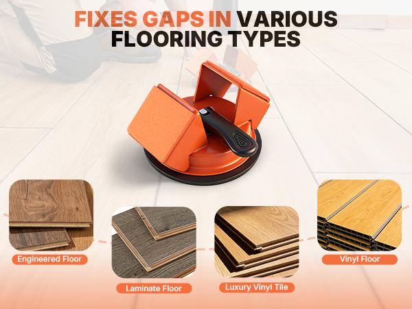 Floor Gap Fixer Tool Kit Set Double 45° Striking Surface Floor Gap Repair Tool Made of Iron & Enhanced Suction Cup with Slot Cutter and Reusable Silicone Pads for Fixer Laminate/Vinyl Flooring Tools Gadgets