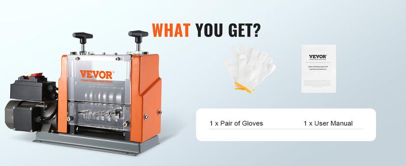 VEVOR Electric Cable Stripping Tool,  0.06''-0.98'' Motorized Wire Stripper, 60W, Features Clear Depth Gauge, Includes 6 Circular & 1 Flat Channels for Efficient Copper Wire Recycling  VEVOR Super Brand Day