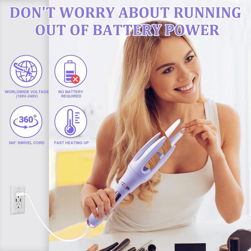 Automatic Hair Curler,Automatic Curling Iron with 4 Temperatures,Dual Voltage Rotating Curling Iron with 1 1/4 inch Fast Heating and Auto Shut-Off Automatic Hair Curler,Automatic Curling Iron with 4 Temperatures,Dual Voltage Rotating Curling Iron with 1 1/4 inch Fast Heating and Auto Shut-Off