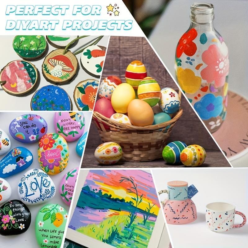 Acrylic Paint Markers Brush Tip & Dual Tip | Set of 12 & 24 Premium Acrylic Paint Pens for Canvas, Rock Painting, Glass, Wood, Ceramic Surfaces, DIY Crafts