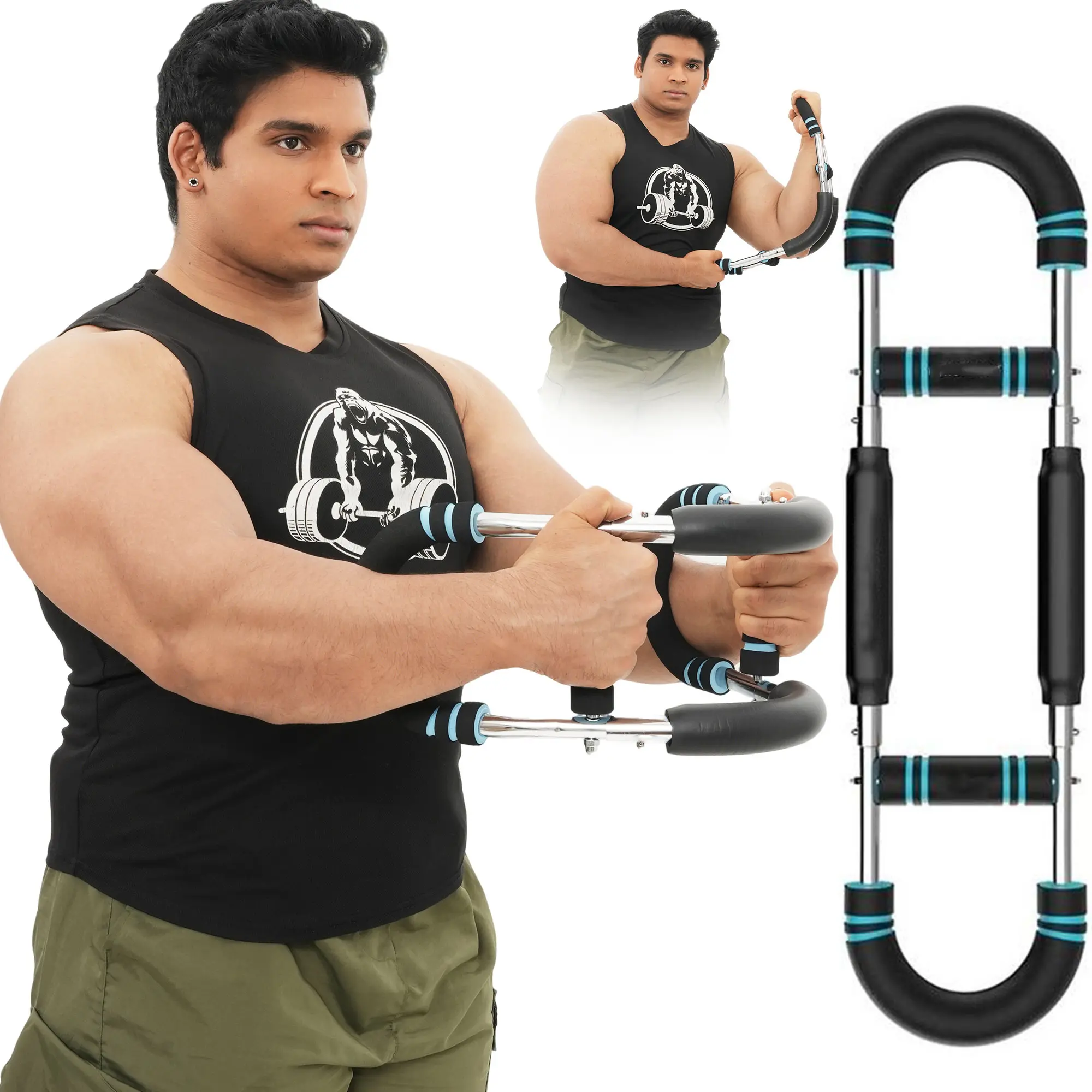 Adjustable Power Twister Bar - Adjustable Fitness Tool, Compact & Flexible Arm Exercise Trainer, Easy-to-Carry Portable Equipment for Home/On-the-Go Workouts, 60-120lbs Resistance Upper Body Strength Tool for Fitness Enthusiasts