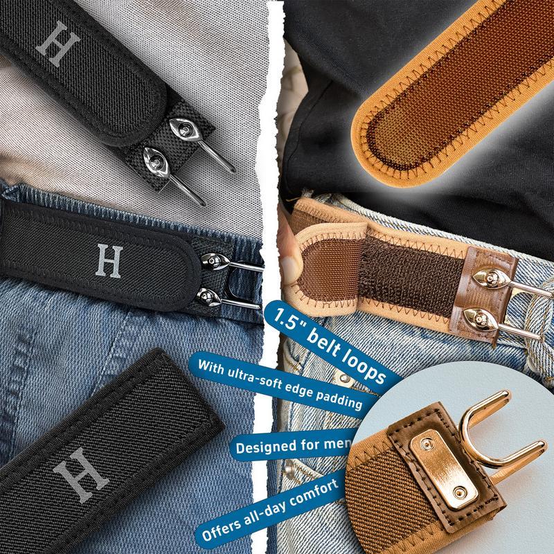 2PCS Tactical Metal Hook Elastic Belt (Unisex) - Buckle Invisible Design | Soft Adjustable Side  belt