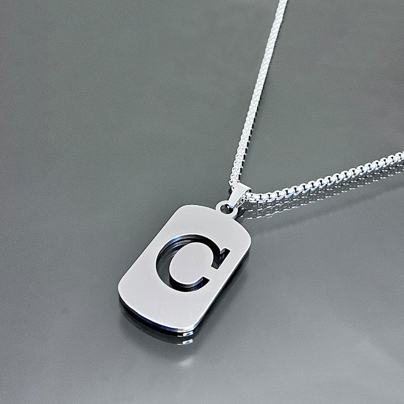 Cool Men's Jewelry Stainless Steel Initial Necklace for Men Hip Hop Geometric Pendant with A-Z Letter Pendant Chain for Friends Gifts Holiday Gifts Cool Men's Jewelry Stainless Steel Initial Necklace for Men Hip Hop Geometric Pendant with A-Z Letter Pendant Chain for Friends Gifts Holiday Gifts
