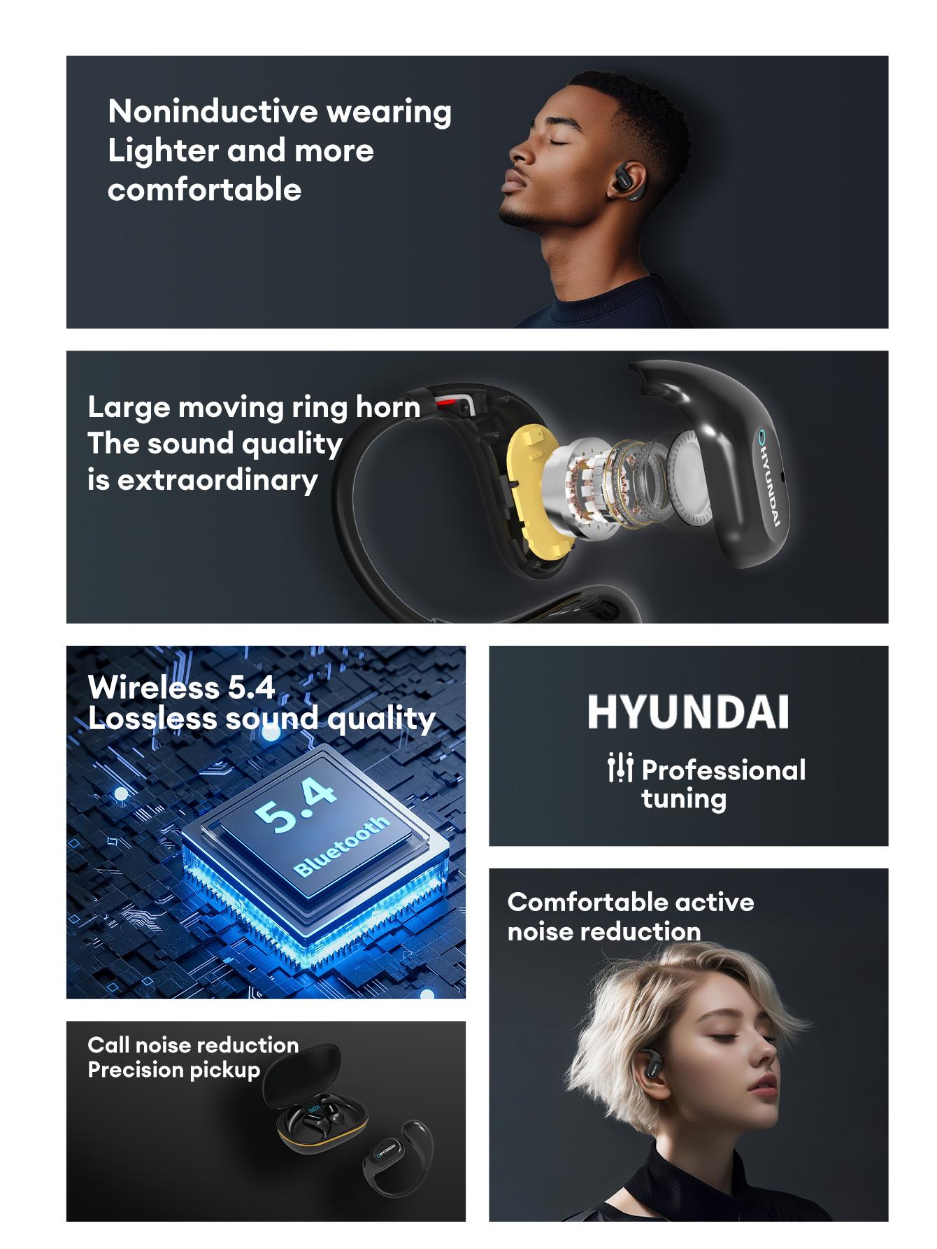 HYUNDAI C01 Wireless Translation Headphones with 2025 Bluetooth 5.4 for Faster, Stable Connection & Low Power Use, Supports 169‑Language Translation, Comfortable Non‑Inductive Wearing for Music & Phone Calls